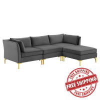 Modway EEI-4270-GRY Gray Ardent 4-Piece Performance Velvet Sectional Sofa