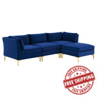 Modway EEI-4270-NAV Navy Ardent 4-Piece Performance Velvet Sectional Sofa