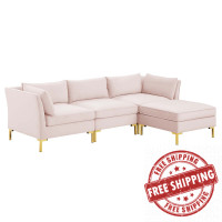 Modway EEI-4270-PNK Pink Ardent 4-Piece Performance Velvet Sectional Sofa