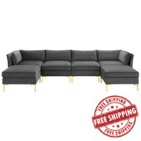 Modway EEI-4272-GRY Gray Ardent 6-Piece Performance Velvet Sectional Sofa