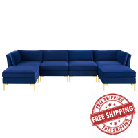 Modway EEI-4272-NAV Navy Ardent 6-Piece Performance Velvet Sectional Sofa