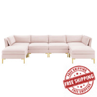 Modway EEI-4272-PNK Pink Ardent 6-Piece Performance Velvet Sectional Sofa