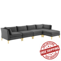 Modway EEI-4273-GRY Gray Ardent 5-Piece Performance Velvet Sectional Sofa