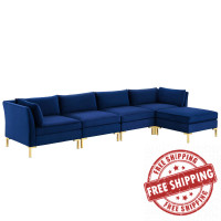 Modway EEI-4273-NAV Navy Ardent 5-Piece Performance Velvet Sectional Sofa