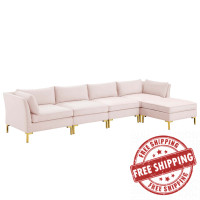 Modway EEI-4273-PNK Pink Ardent 5-Piece Performance Velvet Sectional Sofa