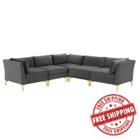 Modway EEI-4275-GRY Gray Ardent 5-Piece Performance Velvet Sectional Sofa