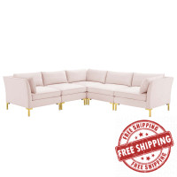 Modway EEI-4275-PNK Pink Ardent 5-Piece Performance Velvet Sectional Sofa