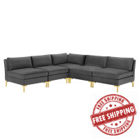 Modway EEI-4276-GRY Gray Ardent 5-Piece Performance Velvet Sectional Sofa