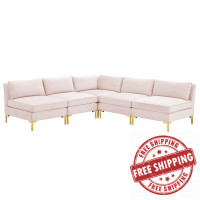 Modway EEI-4276-PNK Pink Ardent 5-Piece Performance Velvet Sectional Sofa