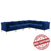 Modway EEI-4277-NAV Navy Ardent 6-Piece Performance Velvet Sectional Sofa