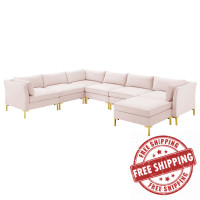 Modway EEI-4278-PNK Pink Ardent 7-Piece Performance Velvet Sectional Sofa