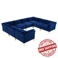 Modway EEI-4279-NAV Navy Ardent 8-Piece Performance Velvet Sectional Sofa