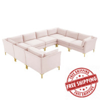 Modway EEI-4279-PNK Pink Ardent 8-Piece Performance Velvet Sectional Sofa