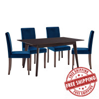 Modway EEI-4287-CAP-NAV Cappuccino Navy Prosper 5 Piece Upholstered Velvet Dining Set