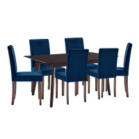 Modway EEI-4288-CAP-NAV Cappuccino Navy Prosper 7 Piece Upholstered Velvet Dining Set