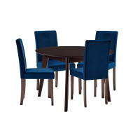 Modway EEI-4291-CAP-NAV Cappuccino Navy Prosper 5 Piece Upholstered Velvet Dining Set