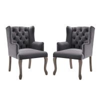 Modway EEI-4292-GRY Gray Realm Armchair Performance Velvet Set of 2