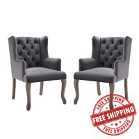 Modway EEI-4292-GRY Gray Realm Armchair Performance Velvet Set of 2