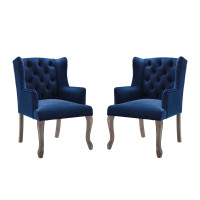 Modway EEI-4292-NAV Navy Realm Armchair Performance Velvet Set of 2