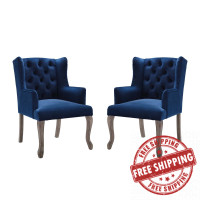 Modway EEI-4292-NAV Navy Realm Armchair Performance Velvet Set of 2