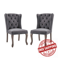 Modway EEI-4293-GRY Gray Apprise Side Chair Performance Velvet Set of 2