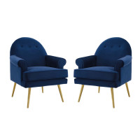 Modway EEI-4295-NAV Navy Revive Armchair Performance Velvet Set of 2