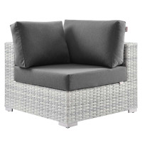 Modway EEI-4296-LGR-CHA Convene Outdoor Patio Corner Chair Light Gray Charcoal
