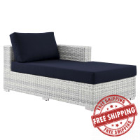 Modway EEI-4304-LGR-NAV Convene Outdoor Patio Right Chaise Light Gray Navy