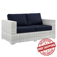 Modway EEI-4306-LGR-NAV Convene Outdoor Patio Loveseat Light Gray Navy