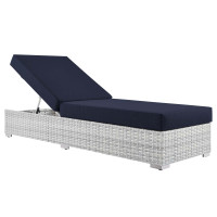 Modway EEI-4307-LGR-NAV Convene Outdoor Patio Chaise Light Gray Navy