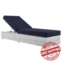 Modway EEI-4307-LGR-NAV Convene Outdoor Patio Chaise Light Gray Navy