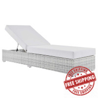 Modway EEI-4307-LGR-WHI Convene Outdoor Patio Chaise Light Gray White