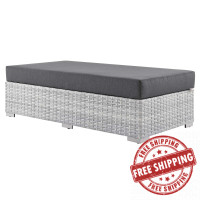 Modway EEI-4308-LGR-CHA Convene Outdoor Patio Rectangular Ottoman Light Gray Charcoal