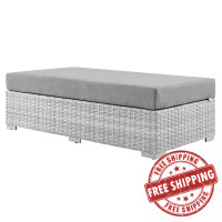 Modway EEI-4308-LGR-GRY Convene Outdoor Patio Rectangular Ottoman Light Gray Gray