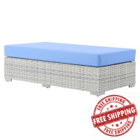 Modway EEI-4308-LGR-LBU Convene Outdoor Patio Rectangular Ottoman Light Gray Light Blue