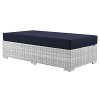Modway EEI-4308-LGR-NAV Convene Outdoor Patio Rectangular Ottoman Light Gray Navy