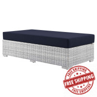 Modway EEI-4308-LGR-NAV Convene Outdoor Patio Rectangular Ottoman Light Gray Navy