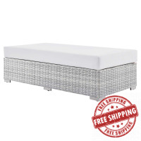 Modway EEI-4308-LGR-WHI Convene Outdoor Patio Rectangular Ottoman Light Gray White