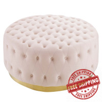 Modway EEI-4326-PNK Pink Ensconce Tufted Performance Velvet Round Ottoman