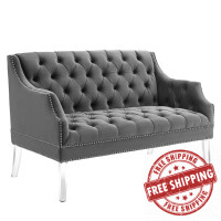 Modway EEI-4327-GRY Gray Proverbial Tufted Performance Velvet Loveseat