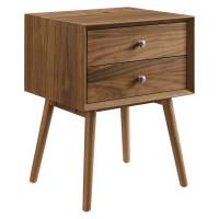 Modway EEI-4343-WAL-WAL Walnut Walnut Ember Wood Nightstand With USB Ports