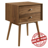 Modway EEI-4343-WAL-WAL Walnut Walnut Ember Wood Nightstand With USB Ports