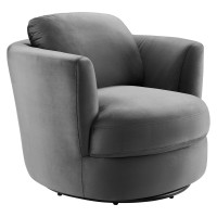 Modway EEI-4345-GRY Gray Pirouette Performance Velvet Swivel Armchair