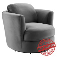 Modway EEI-4345-GRY Gray Pirouette Performance Velvet Swivel Armchair