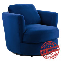 Modway EEI-4345-NAV Navy Pirouette Performance Velvet Swivel Armchair