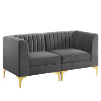 Modway EEI-4346-GRY Gray Triumph Channel Tufted Performance Velvet Loveseat