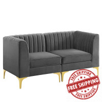Modway EEI-4346-GRY Gray Triumph Channel Tufted Performance Velvet Loveseat