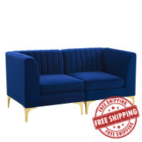 Modway EEI-4346-NAV Navy Triumph Channel Tufted Performance Velvet Loveseat