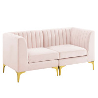 Modway EEI-4346-PNK Pink Triumph Channel Tufted Performance Velvet Loveseat