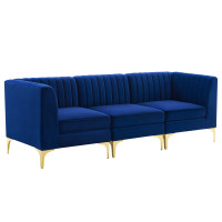 Modway EEI-4347-NAV Navy Triumph Channel Tufted Performance Velvet 	3-Seater Sofa